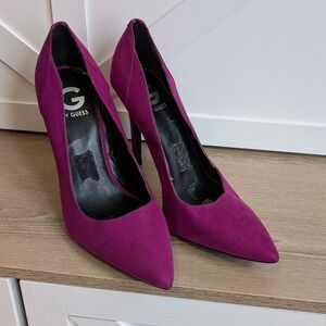 G by GUESS Women Magenta Purple Faux Suede Pointed Toe Stiletto Pumps Size 10M
